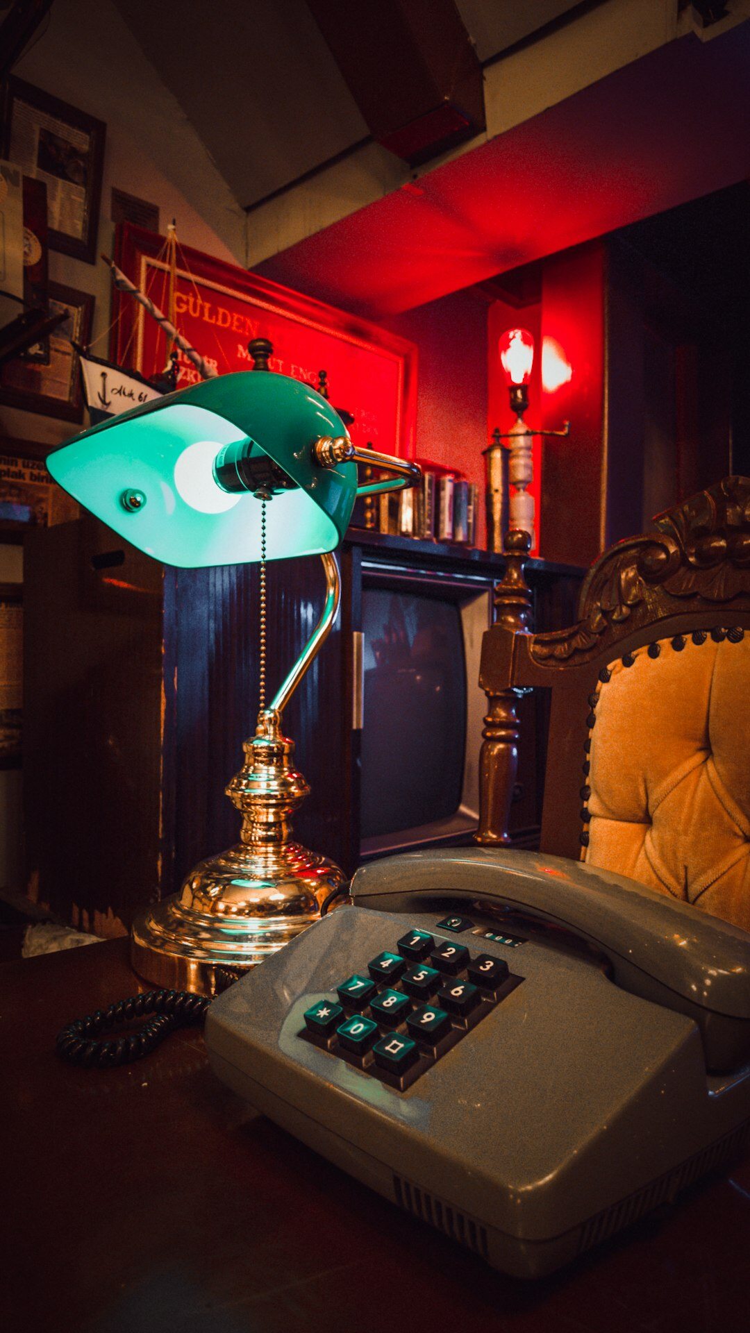 vintage detective hat on desk