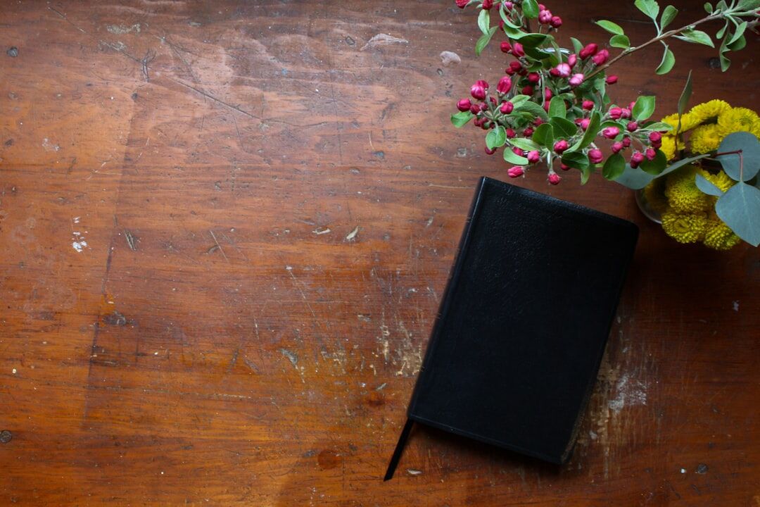 mystery novel on wooden table